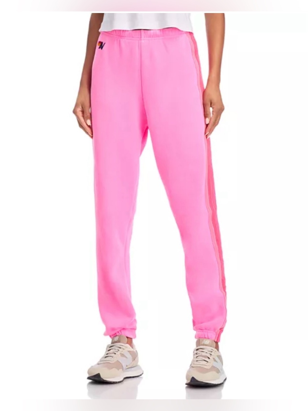 AVIATOR NATION Rainbow-Stripe Sweatpants in neon Pink - Medium